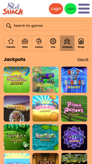 Jackpot mobile di Slot Shack Casino
