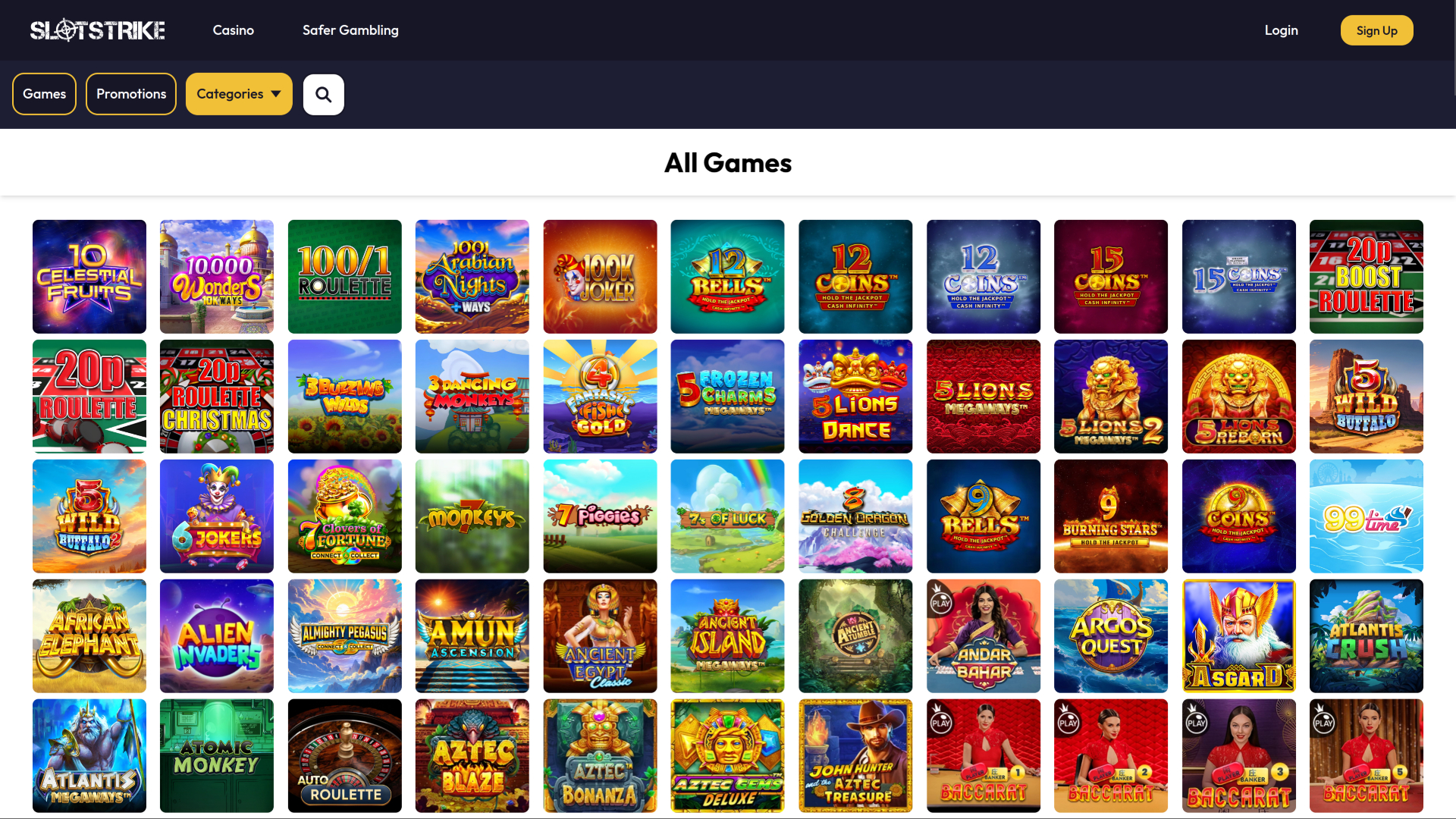 SlotStrike Casino Desktop-Spiele