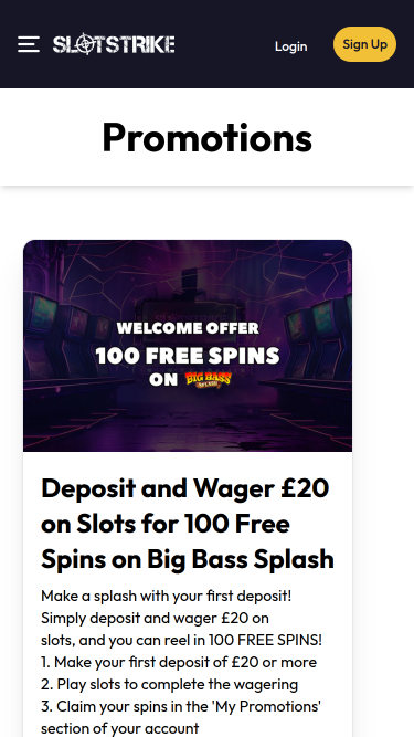 SlotStrike Casino mobile Aktionen