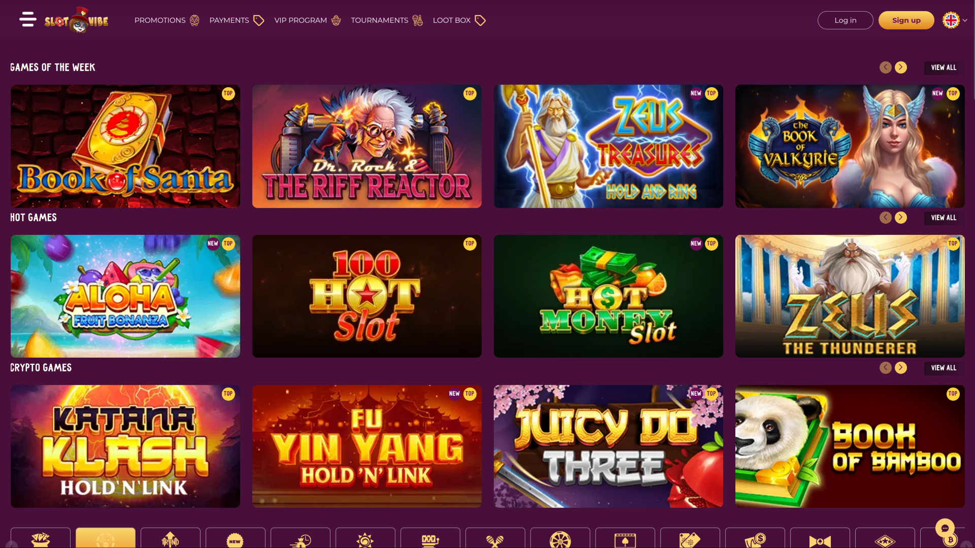 Jeux de SlotVibe Casino sur ordinateur