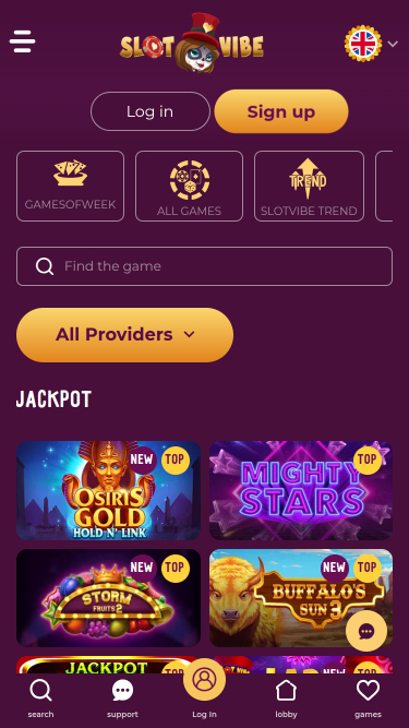 Jackpot mobile de SlotVibe Casino