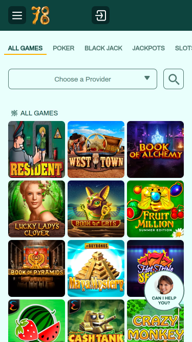 Juegos móviles de Slot78 Casino