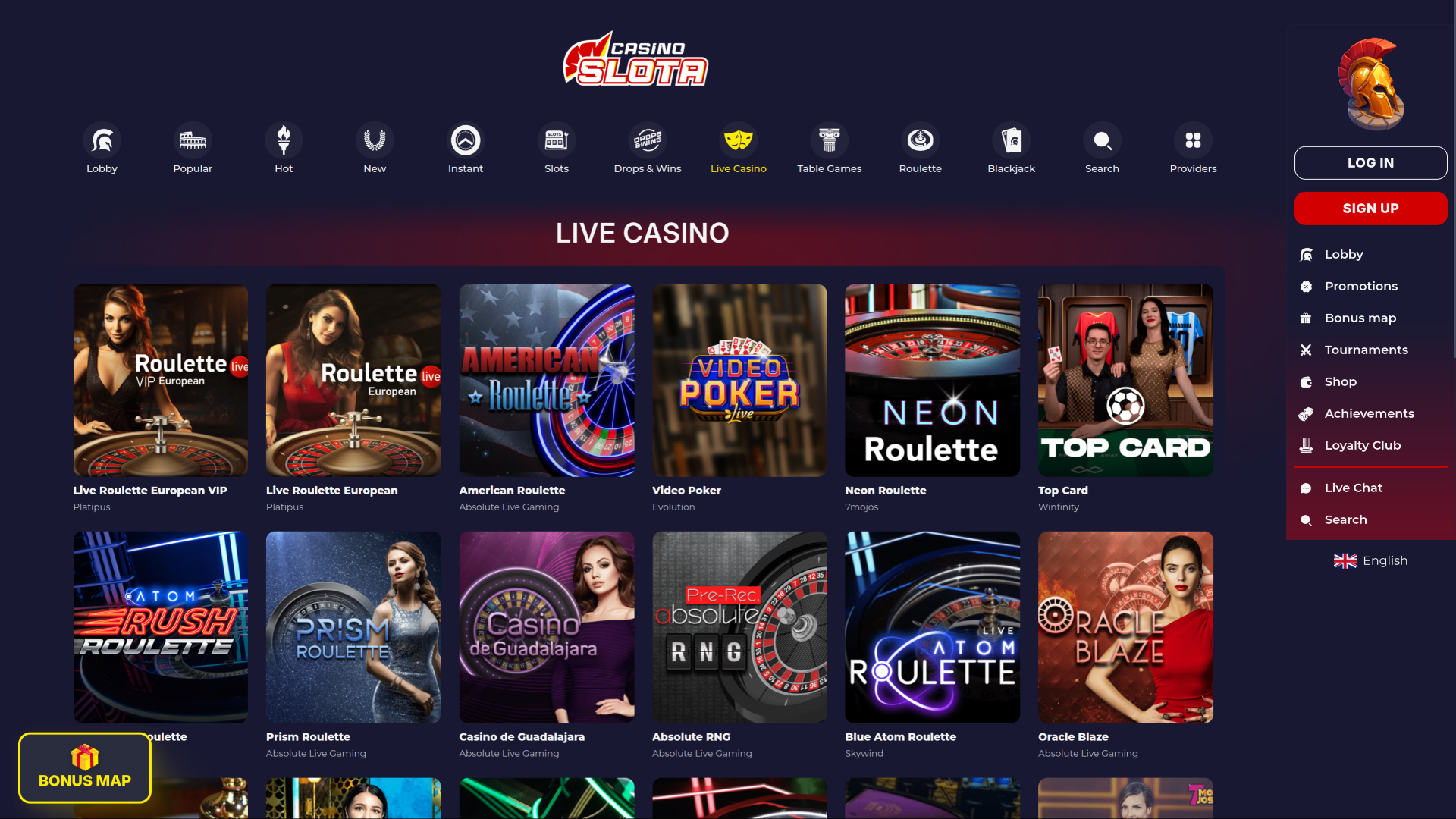 Croupier en direct sur bureau de Slota Casino