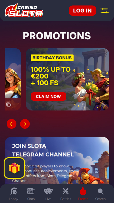 Promotions mobiles de Slota Casino