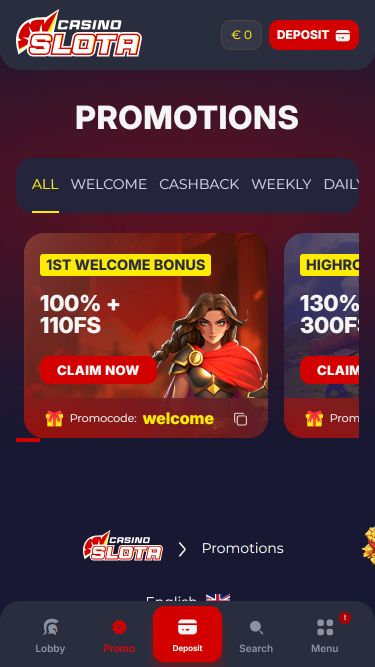 Slota Casino Mobile Promotions