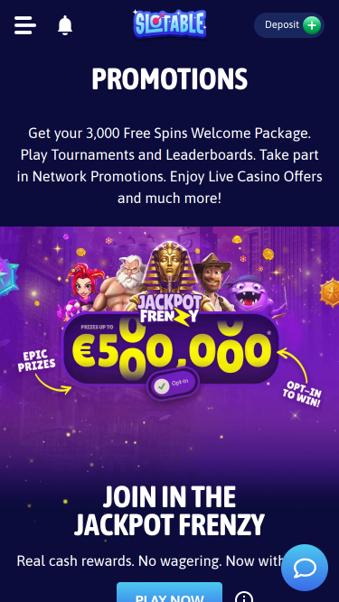 Promotions mobiles de Slotable Casino