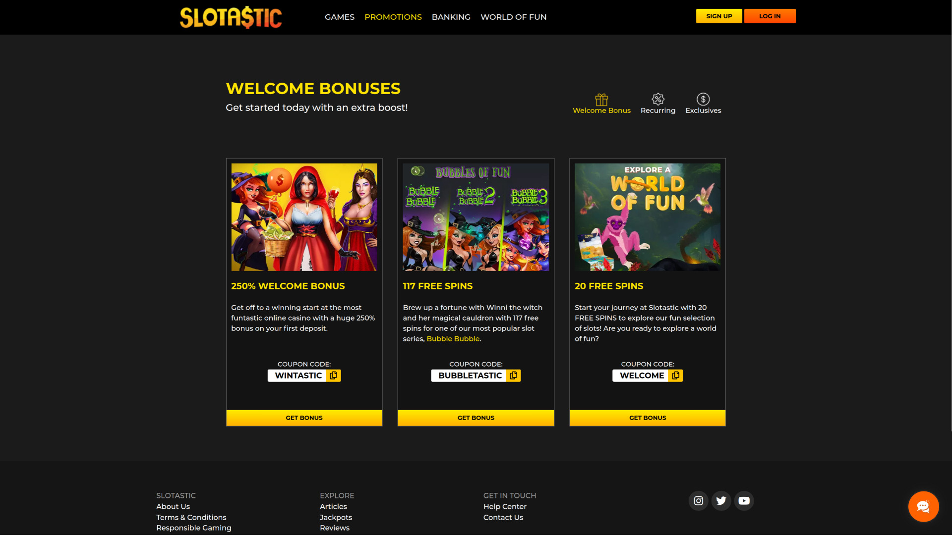 Promotions de bureau de Slotastic Casino