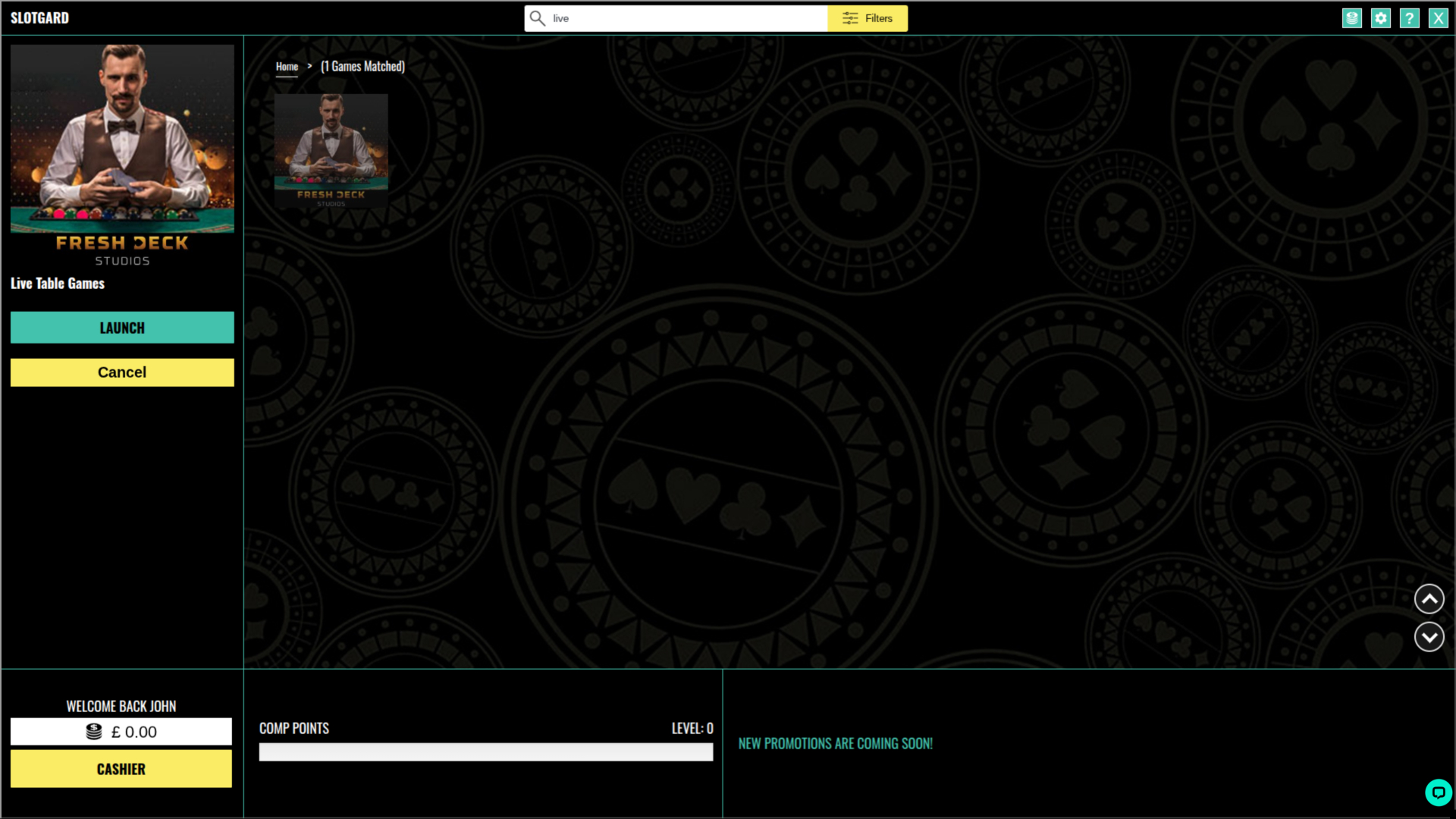 Croupier en direct de bureau de Slotgard Casino