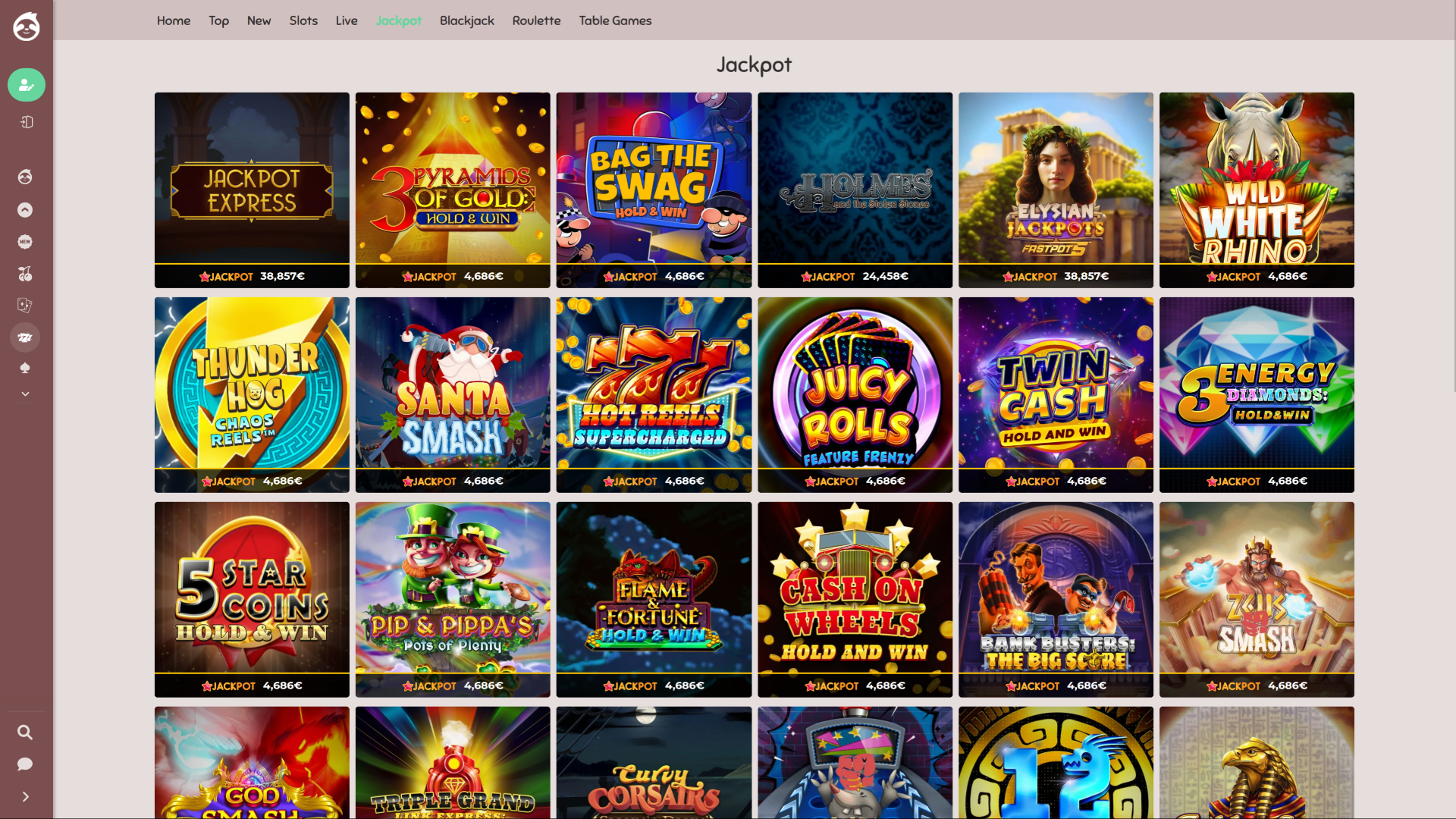 Jackpot du casino Slothino sur ordinateur