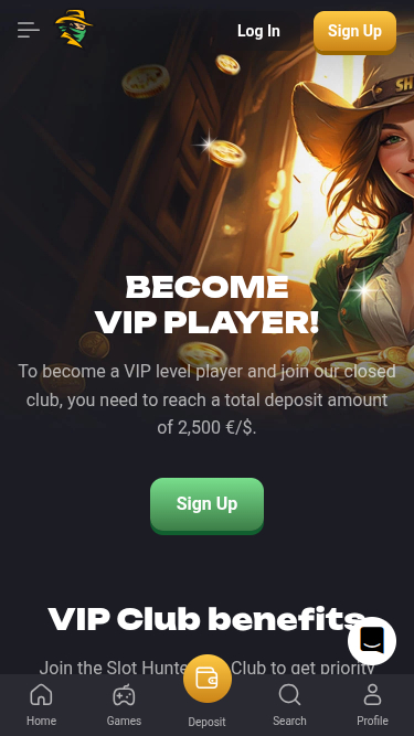 Programa VIP móvil de Slot Hunter Casino