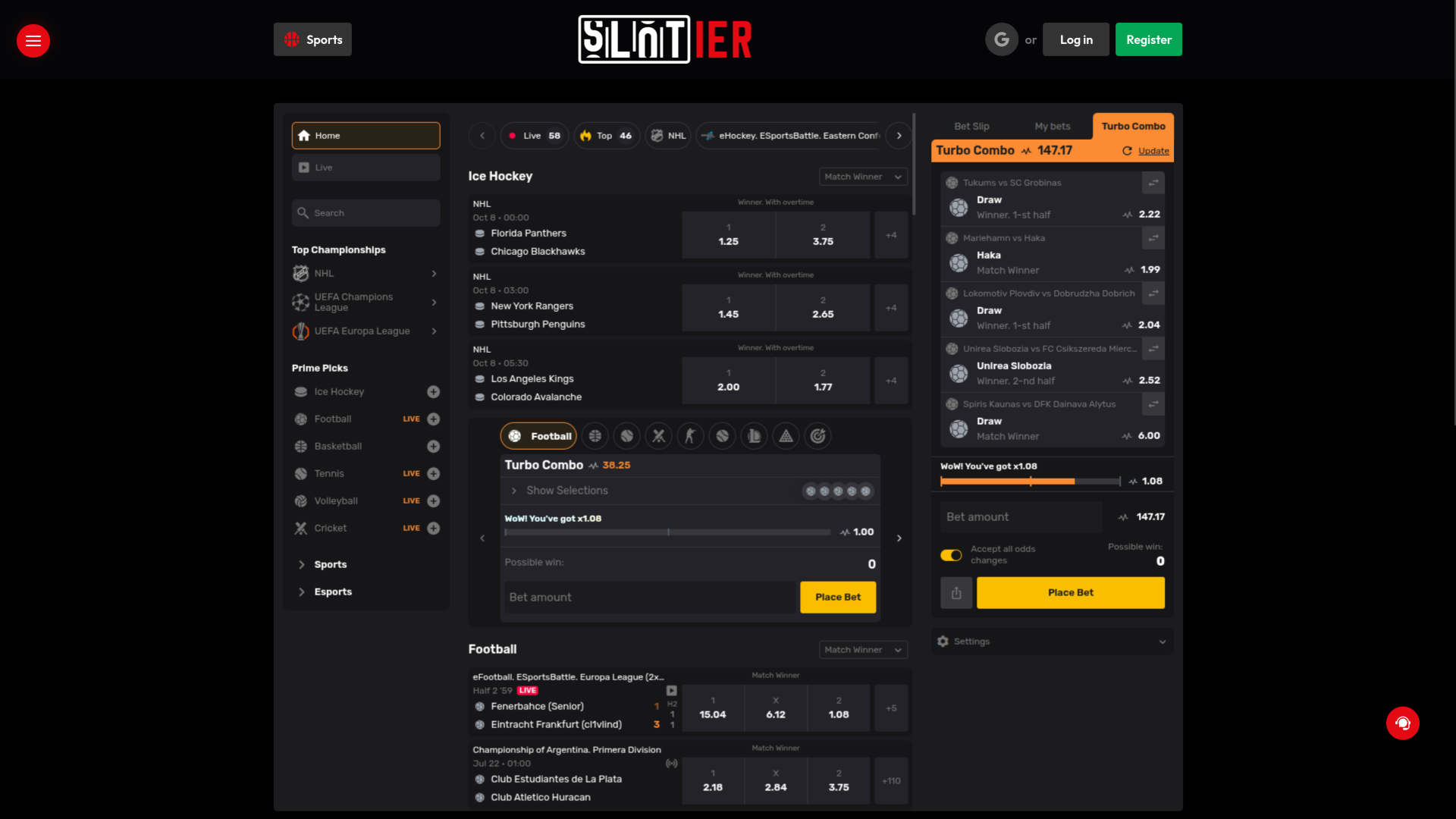 Deportes de escritorio de Slotier Casino