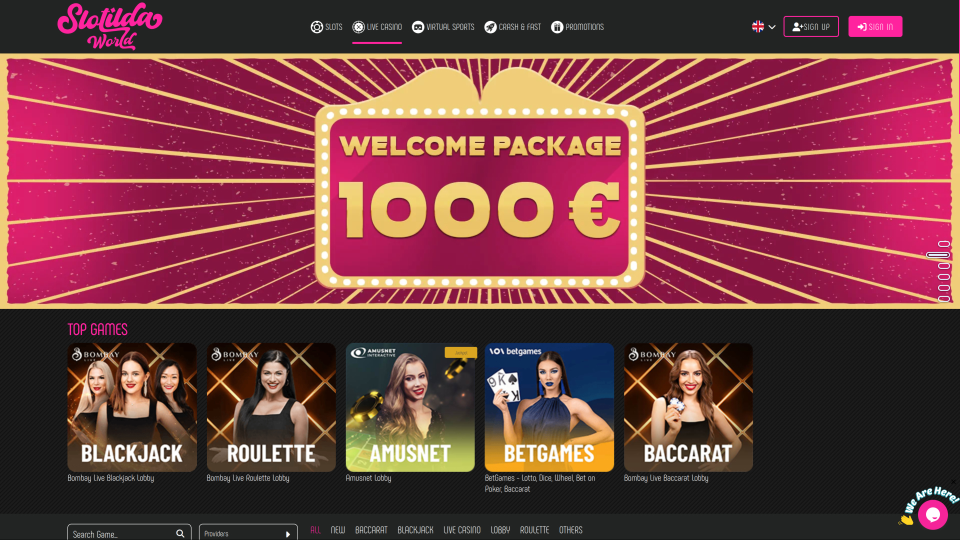 Croupier en direct sur ordinateur de Slotilda World Casino