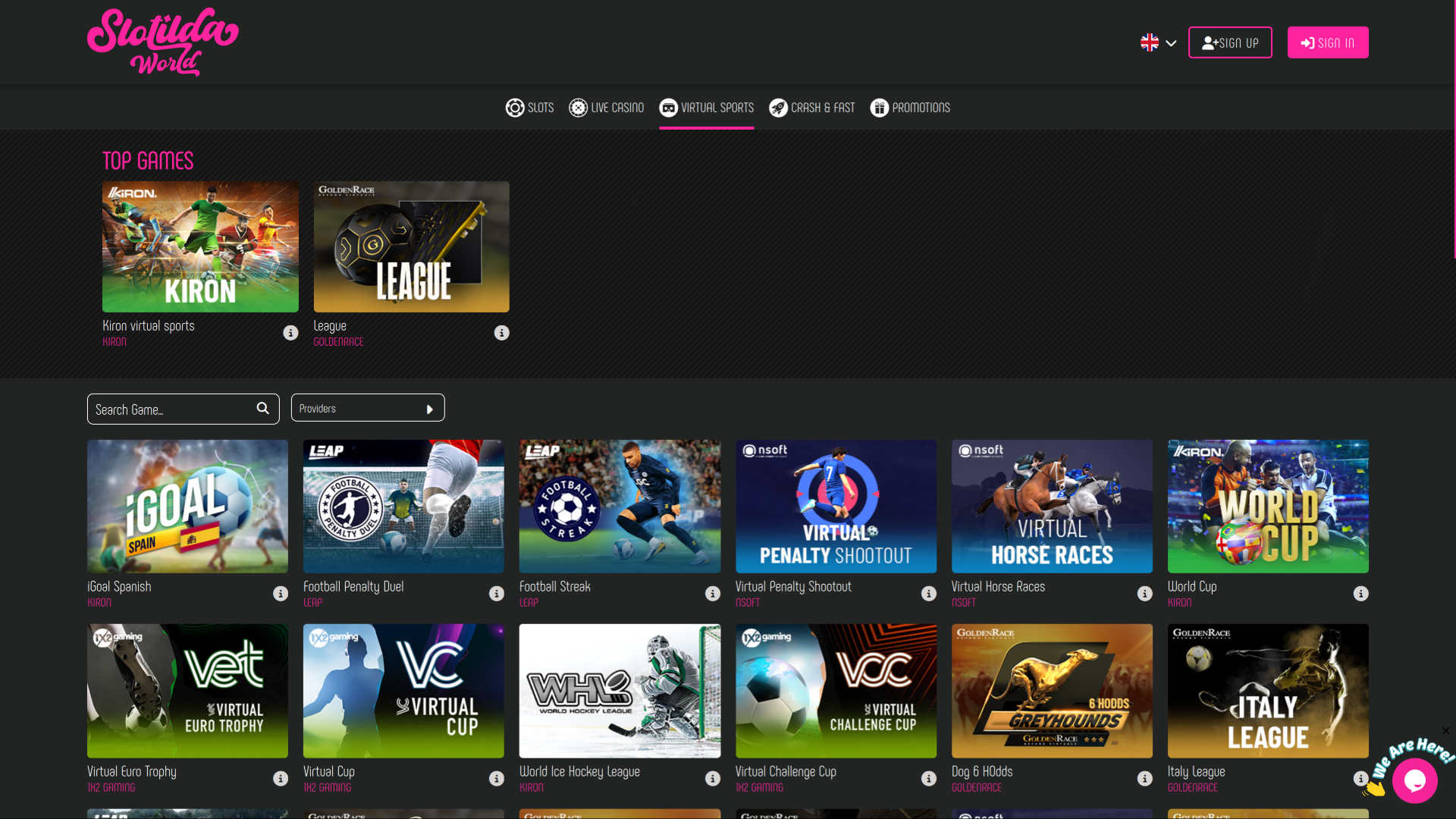 Sports virtuels sur ordinateur de Slotilda World Casino