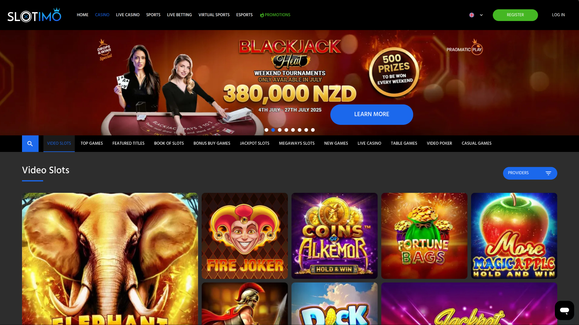 Jeux de bureau de Slotimo Casino