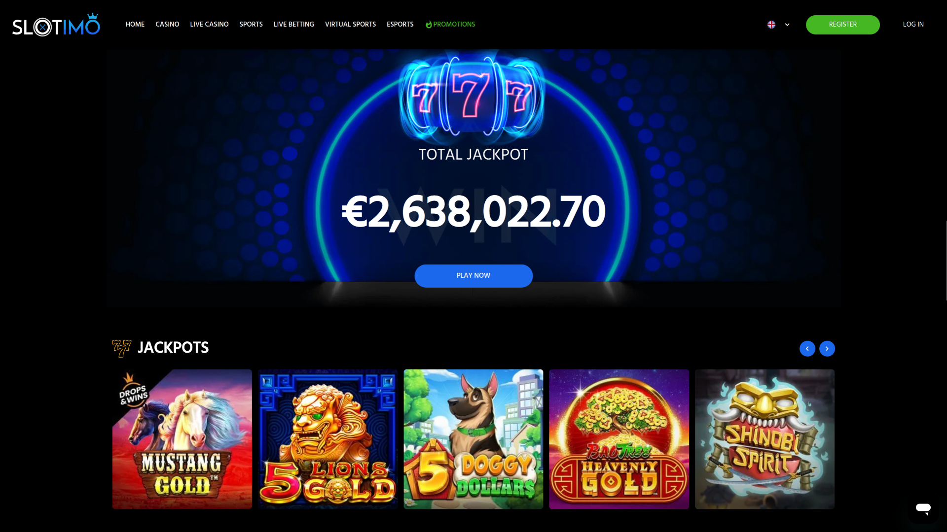 Jackpot de bureau de Slotimo Casino