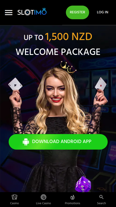 Page d'accueil mobile de Slotimo Casino