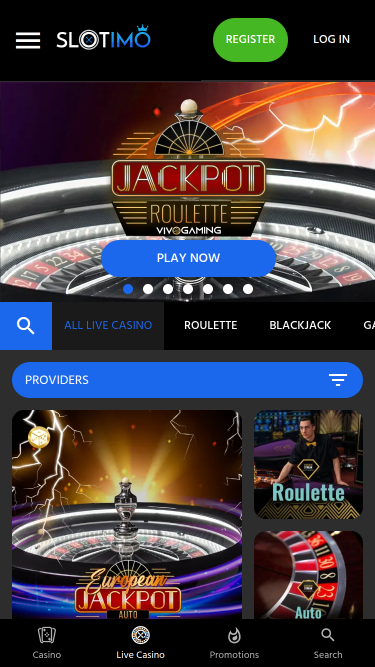 Croupier en direct mobile de Slotimo Casino