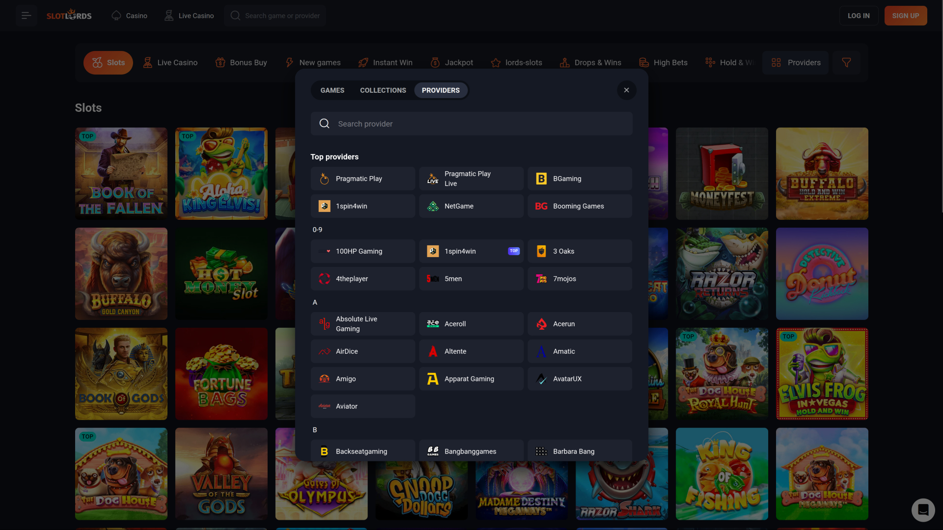 Développeurs de jeux sur bureau de SlotLords Casino