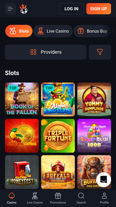 Jeux mobiles de SlotLords Casino