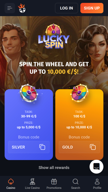 Tour chanceux mobile de SlotLords Casino