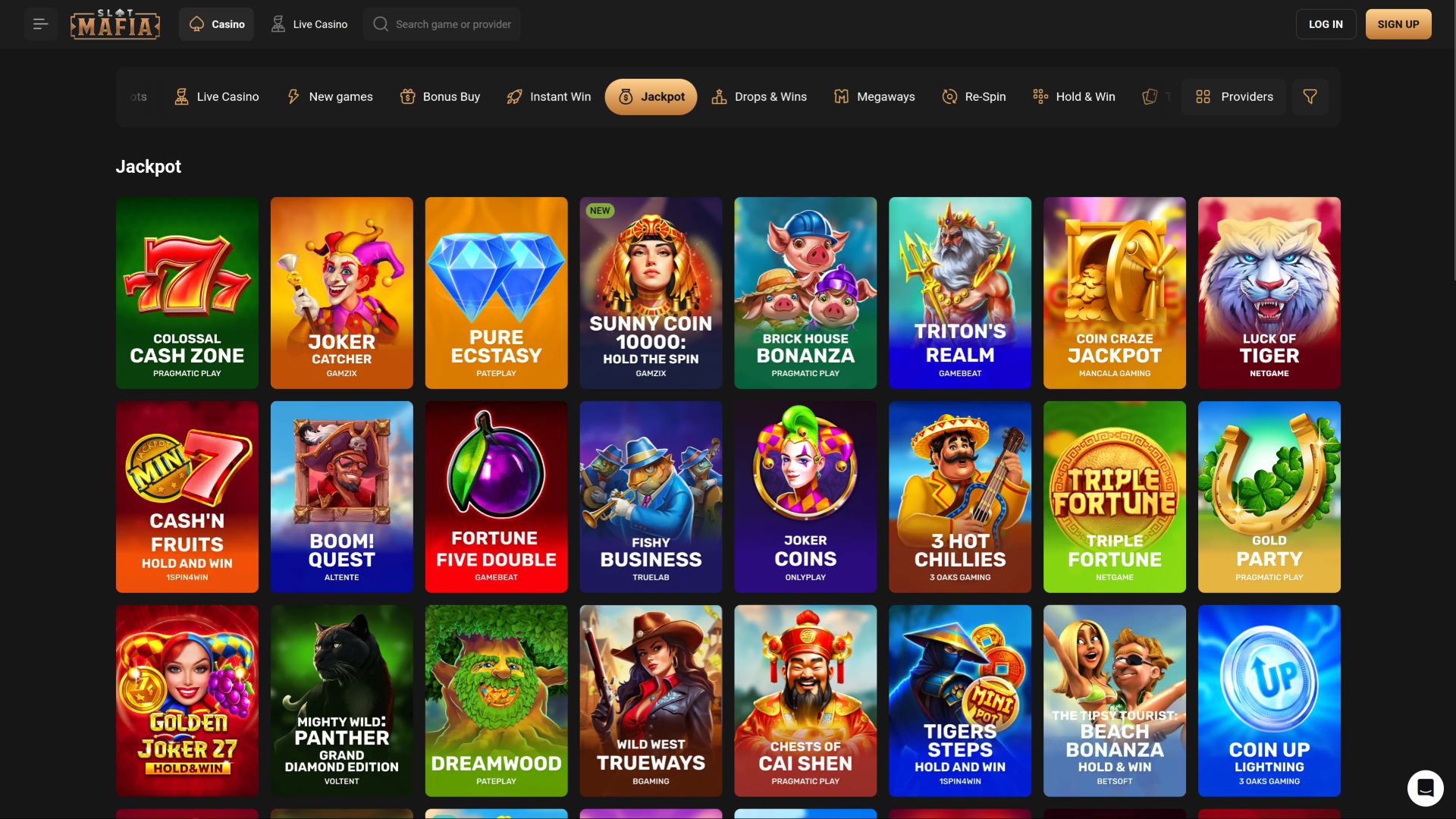 Jackpot du casino SlotMafia sur ordinateur