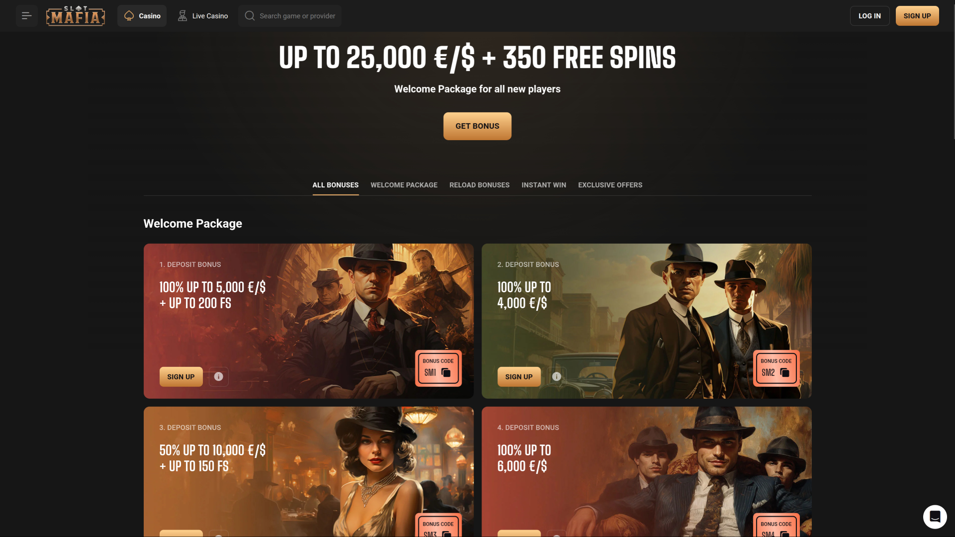 Promotions sur ordinateur pour le casino SlotMafia