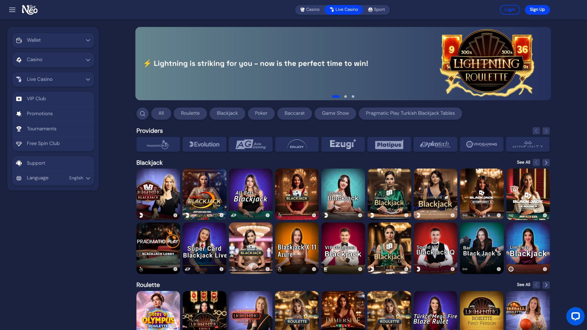 SlotNeo Casino Live Dealer