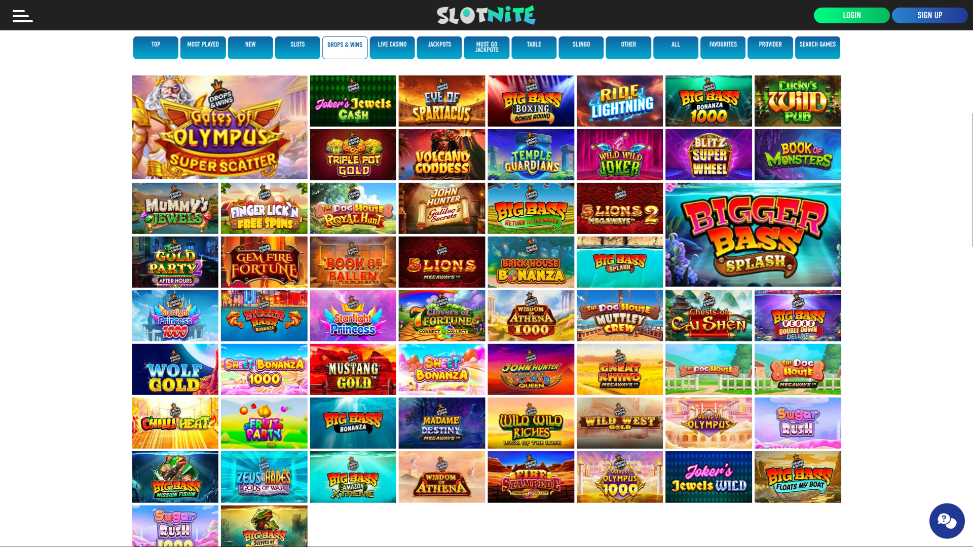 Drops and Wins de bureau de Slotnite Casino