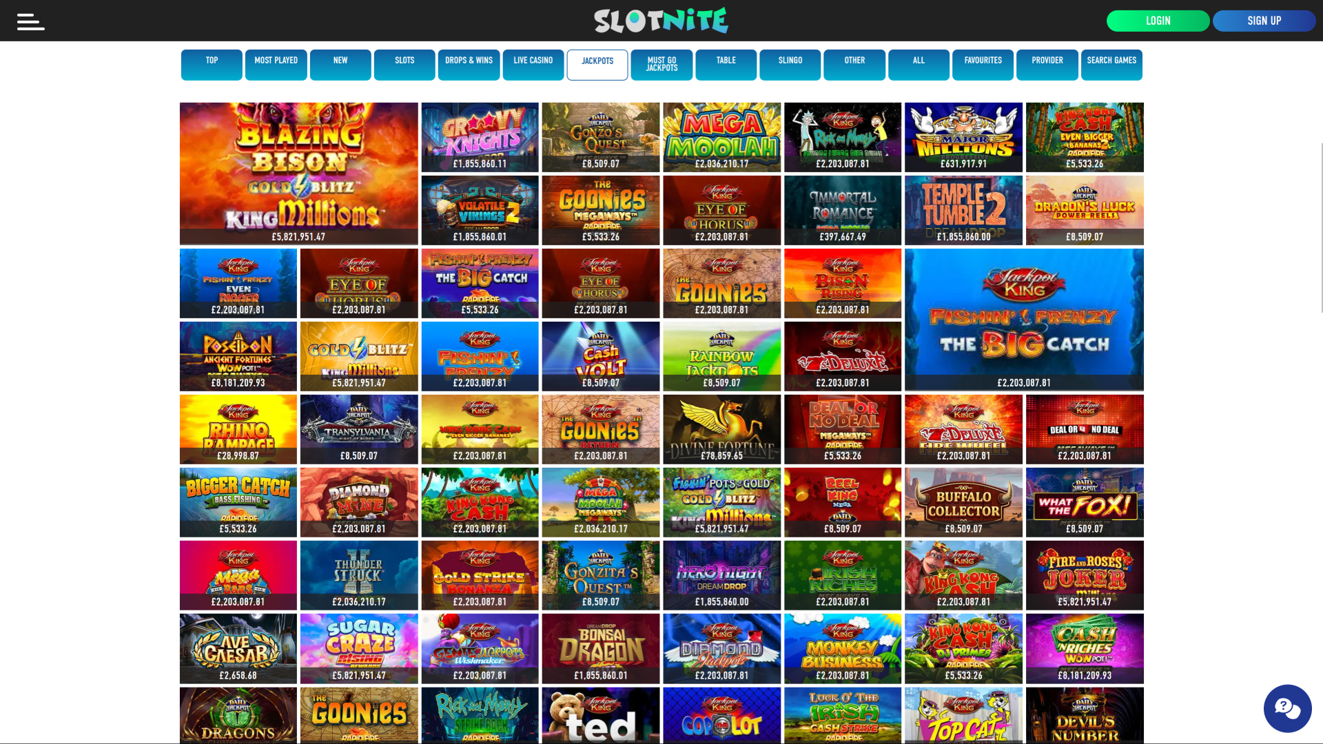 Jackpot de bureau de Slotnite Casino