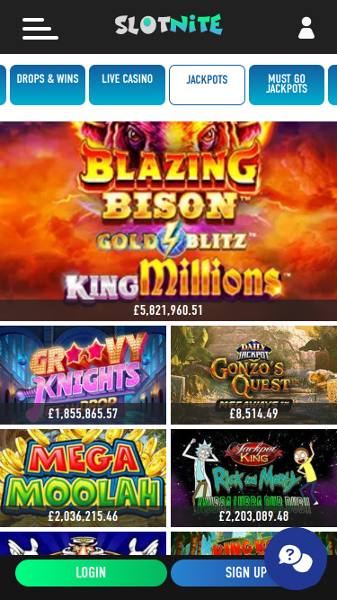 Jackpot mobile de Slotnite Casino
