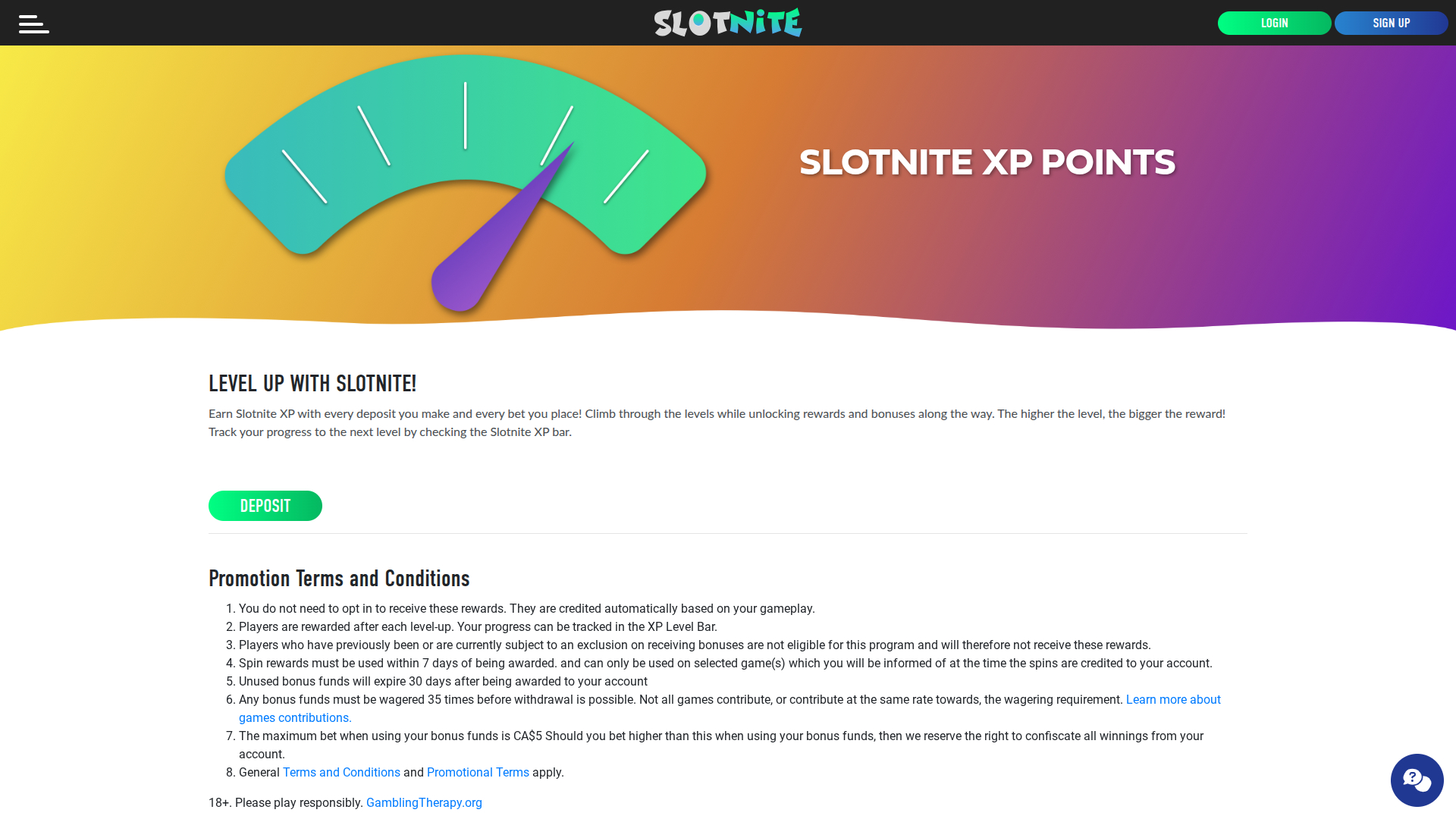 Programme VIP du casino Slotnite pour ordinateur de bureau