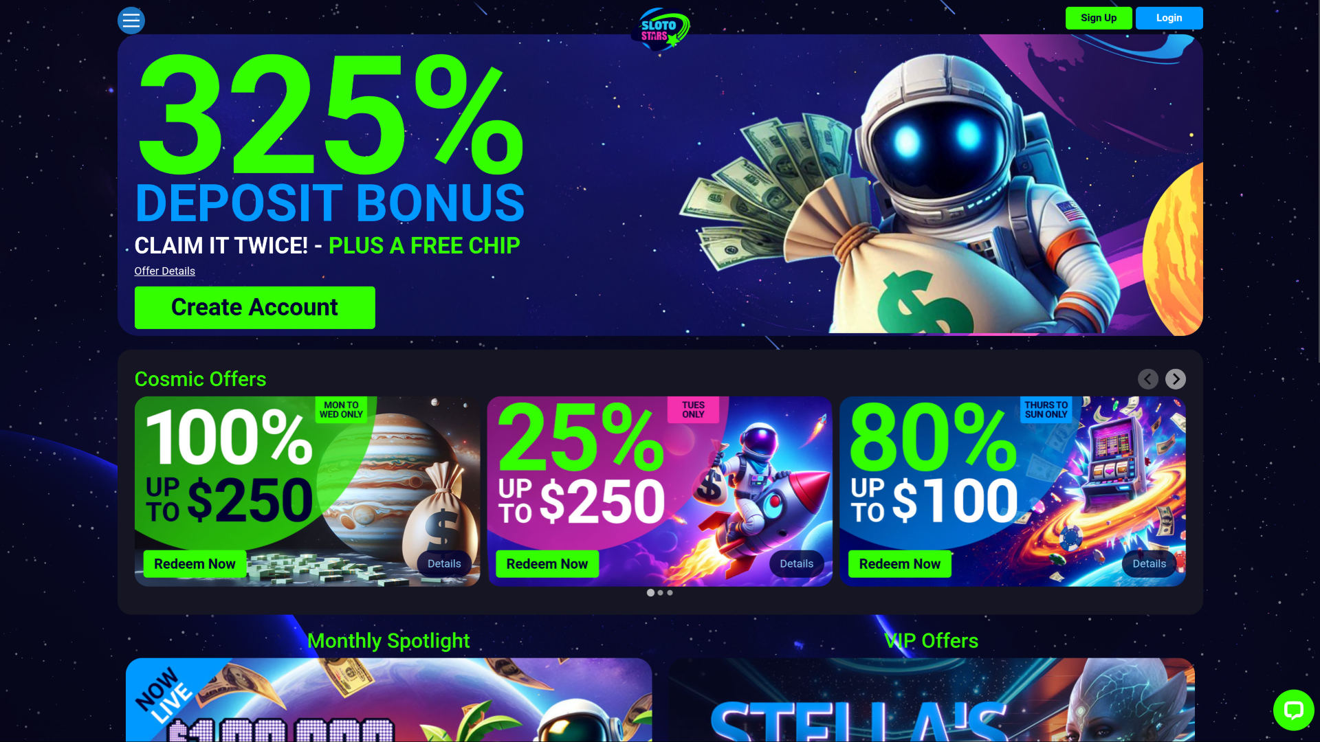 Promotions de bureau de Sloto Stars Casino
