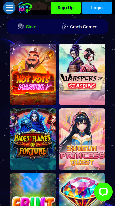 Jeux mobiles de Sloto Stars Casino