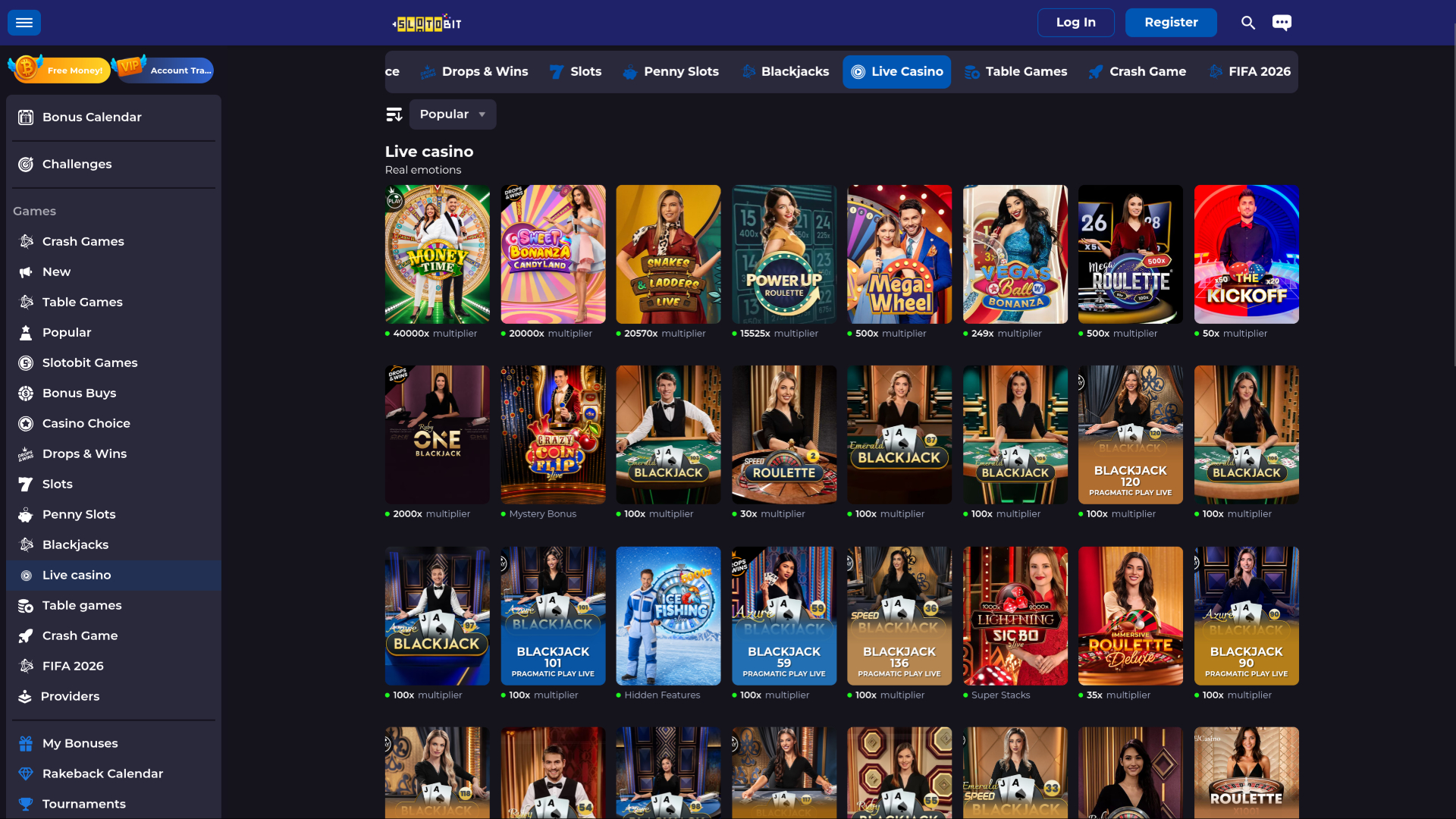 Slotobit Casino Desktop Live Dealer