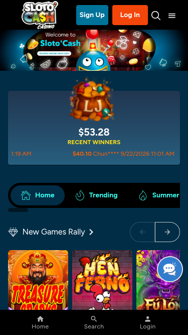 Pagina iniziale di SlotoCash Mobile