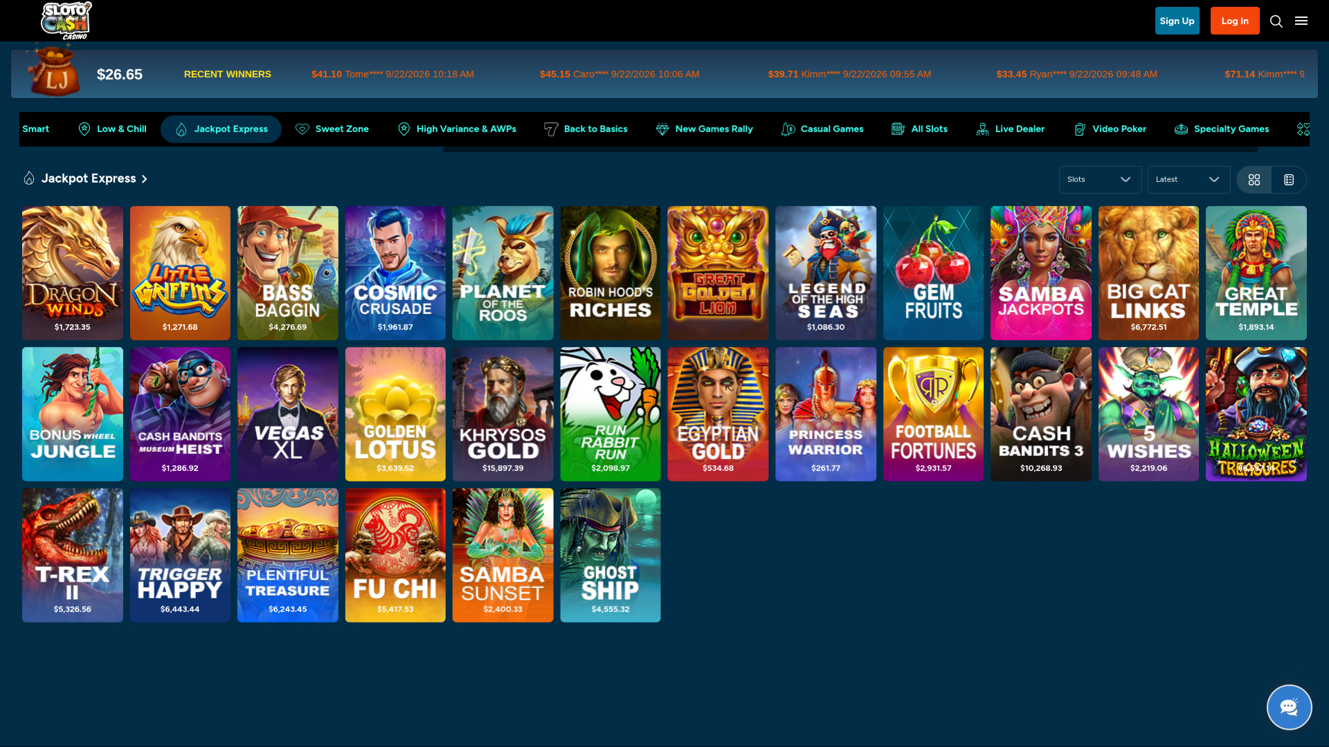 SlotoCash Jackpot da desktop