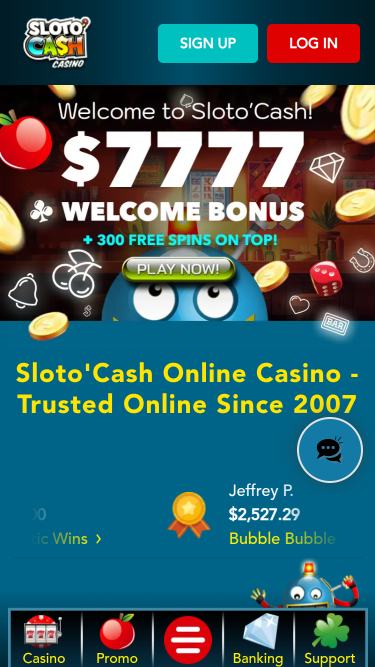 SlotoCash Casino Mobile Homepage