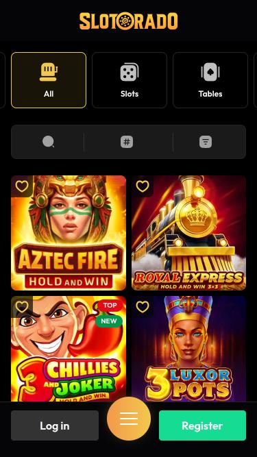 Page mobile des jeux de casino Slotorado