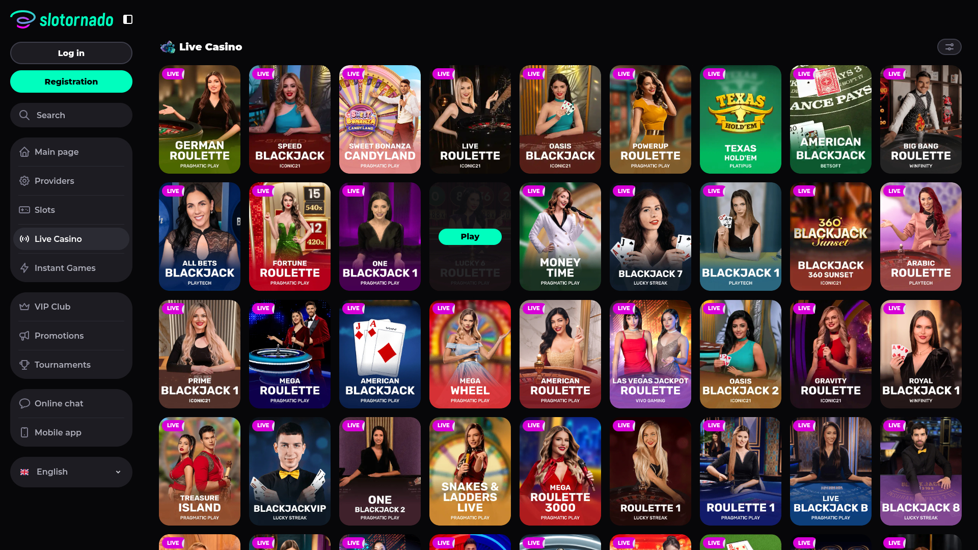 Slotornado Casino Desktop Live-Dealer