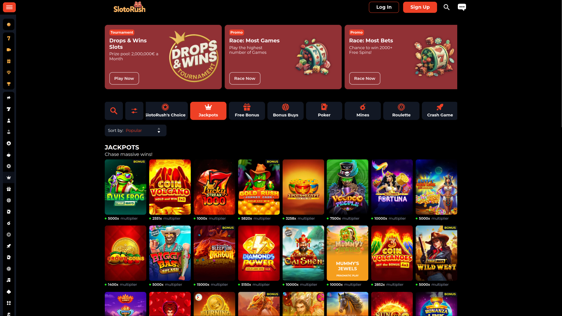 Jackpot desktop di SlotoRush Casino