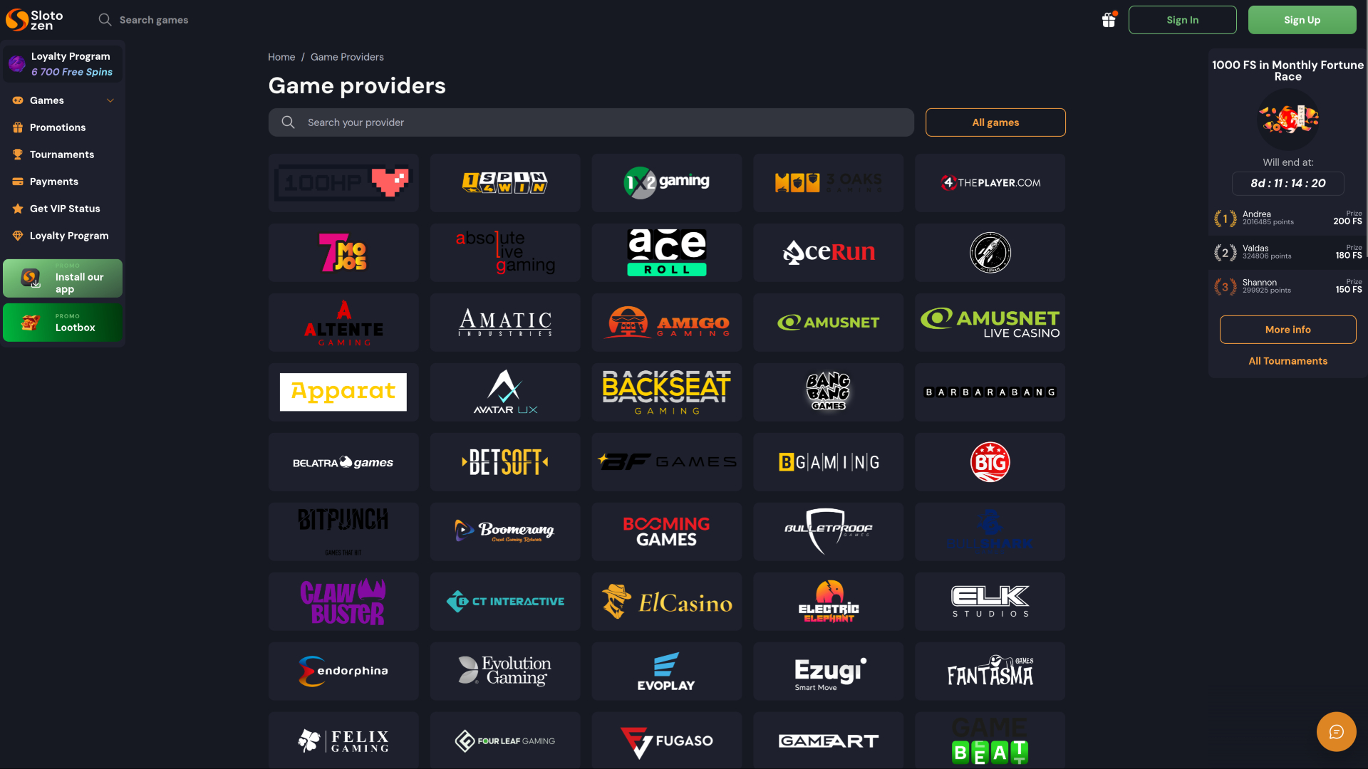 Slotozen Casino Desktop Game Developers