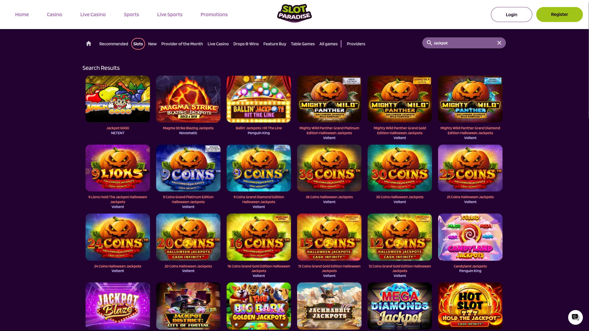 SlotParadise Casino Desktop Jackpot