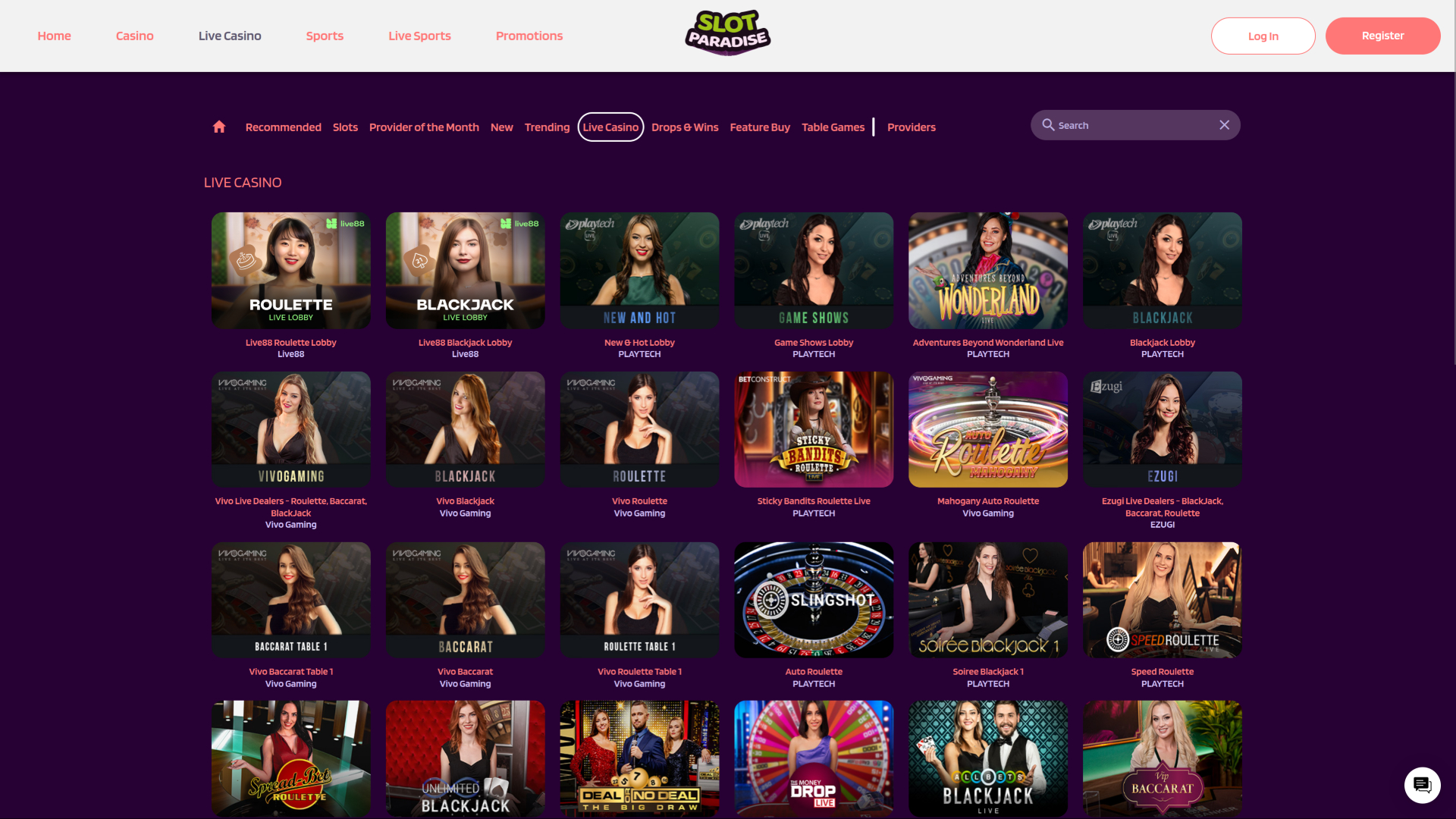 Crupier en vivo de escritorio de SlotParadise Casino