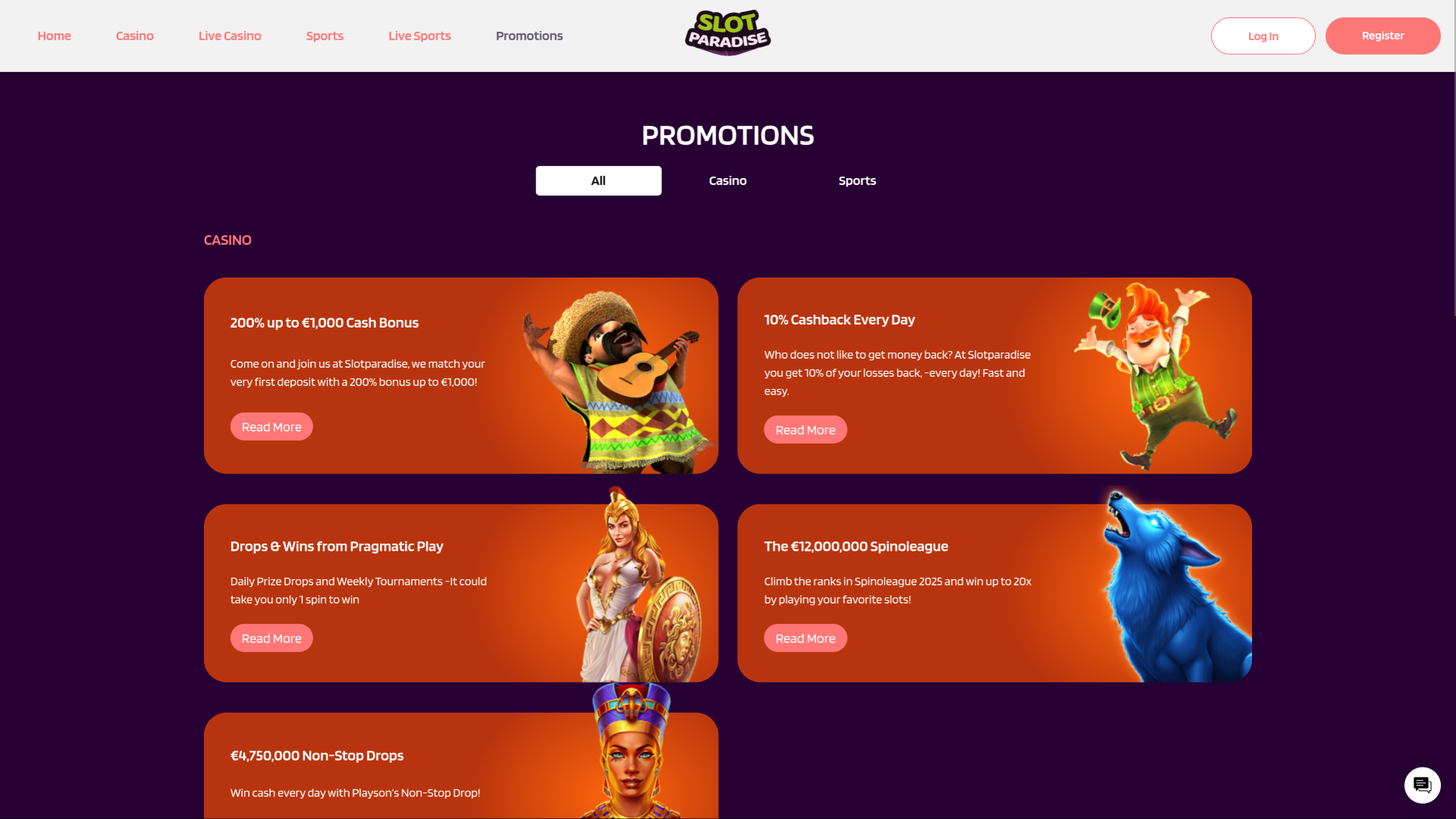 Promociones de escritorio de SlotParadise Casino