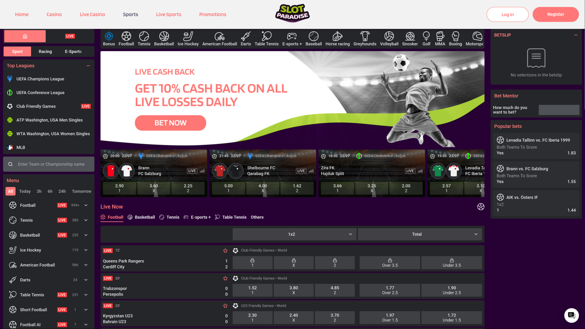 Deportes de escritorio de SlotParadise Casino