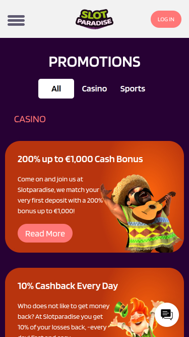 Promociones móviles de SlotParadise Casino