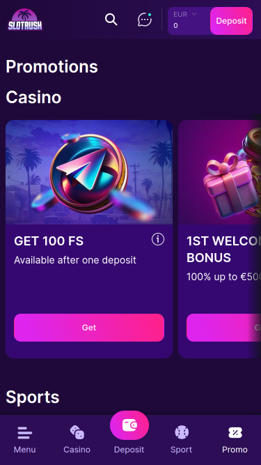 Promotions mobiles du casino SlotRush