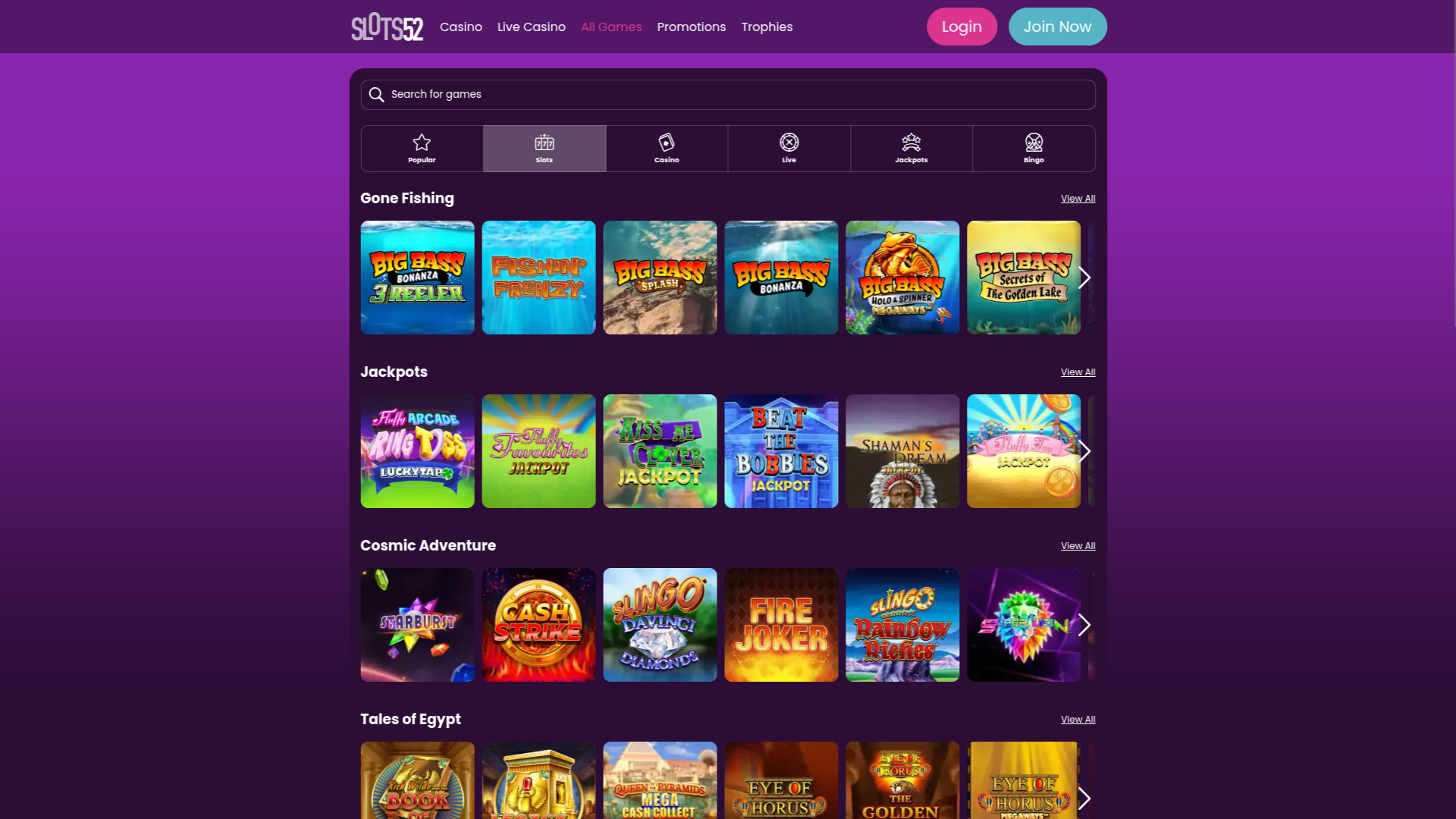 Slots52 Casino Desktop-Spiele