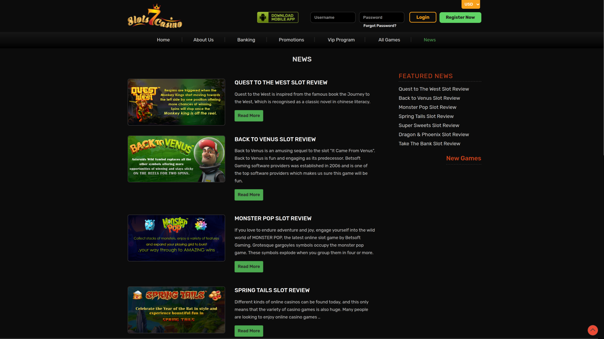 Actualités de bureau de Slots7 Casino