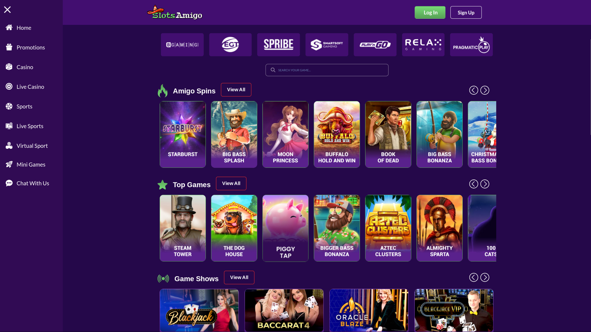 Développeurs de jeux de bureau de SlotsAmigo Casino